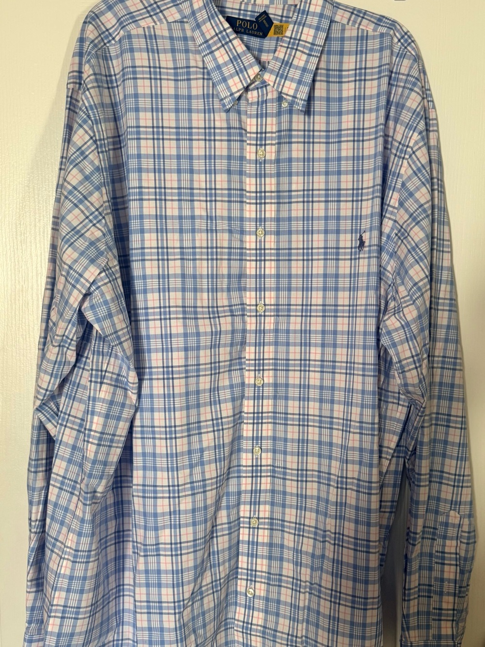 Ralph Lauren Blue, White & Pink Plaid Poplin Button-Down Shirt